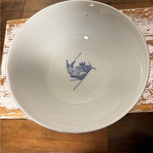Asian Fish Koi Carp Bowl Rice Soup Cereal white and blue